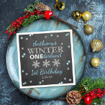 Winter ONEderland Chalkboard 1st Birthday Napkin<br><div class="desc">Celebrate in style with these trendy 1st birthday party napkins. The design is easy to personalize with your own wording and your family and friends will be thrilled when they see these fabulous napkins. Matching party items can be found in the collection.</div>