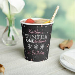 Winter ONEderland Chalkboard 1st Birthday Paper Cups<br><div class="desc">These paper cups are perfect for anyone celebrating a 1st birthday this year. The design is easy to personalize with your own wording and matching party items can be found in the collection.</div>