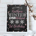 Winter ONEderland Chalkboard 1st Birthday Welcome Poster<br><div class="desc">Celebrate in style with this trendy birthday 1st welcome sign. The design is easy to personalize with your own wording and your family and friends will be thrilled when they see this fabulous party sign. Matching party items can be found in the collection.</div>