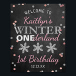 Winter ONEderland Chalkboard 1st Birthday Welcome Poster<br><div class="desc">Celebrate in style with this trendy birthday 1st welcome sign. The design is easy to personalize with your own wording and your family and friends will be thrilled when they see this fabulous party sign. Matching party items can be found in the collection.</div>