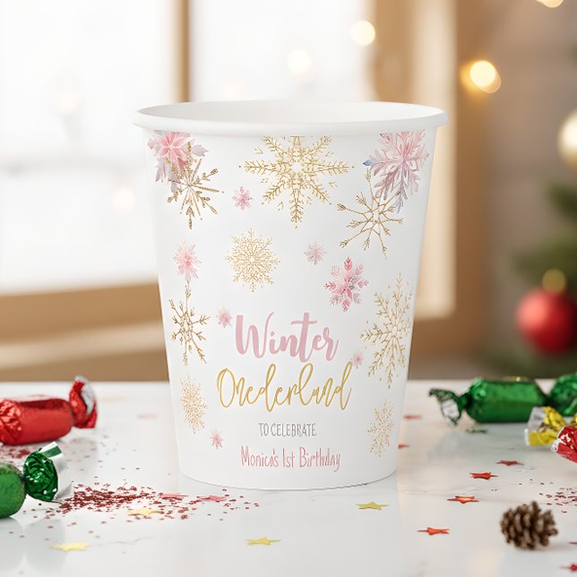 Winter onederland christmas birthday paper cups (Creator Uploaded)