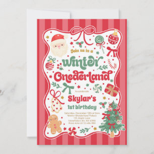 Winter Onederland Christmas Coquette Bow Birthday Invitation