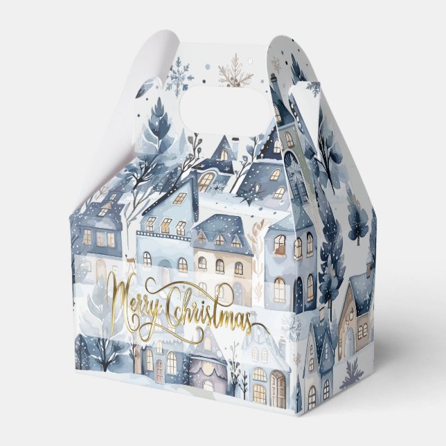 Winter Onederland Christmas Houses Birthday Favor Box (Back Side)