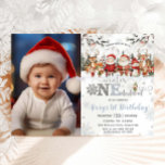 Winter Onederland Christmas Santa Elf 1st Birthday Invitation<br><div class="desc">Celebrate your little one's first birthday with this charming Winter Wonderland photo invitation! Featuring adorable Santa Claus, Mrs. Claus, playful elves, reindeer and a cheerful snowman, this festive design captures the magic of a white Christmas. Snowflakes dance across a silver and dusty blue colour palette, creating a cozy, frosty theme...</div>