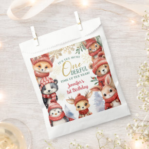 Winter Onederland Cute Winter Animals 1st Birthday Favour Bag