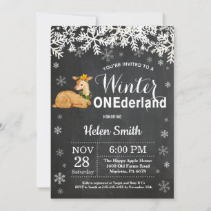 Winter Onederland Deer 1st Birthday Invitation