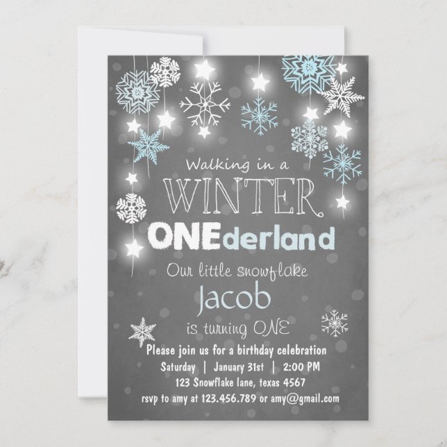 Winter Onederland fête d'anniversaire invitation B (Devant)