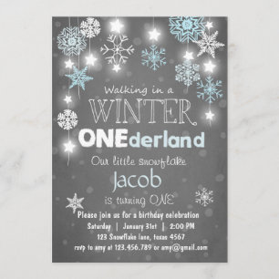 Winter Onederland fête d'anniversaire invitation B