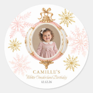 Winter ONEderland First Birthday Favour Sticker