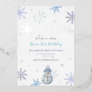 Winter ONEderland First Birthday Foil Invitation