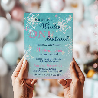 Winter Onederland First Birthday Invitaiton Invitation