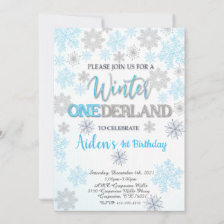 Winter Onederland First Birthday Invitation