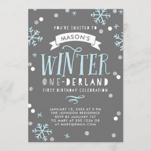 Winter Onederland First Birthday Party Invitation