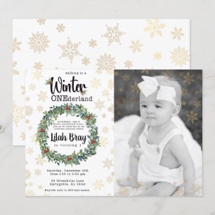 Winter ONEderland First Birthday Photo Invitation