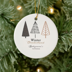 Winter Onederland First Christmas Boho Minimalist Ceramic Ornament