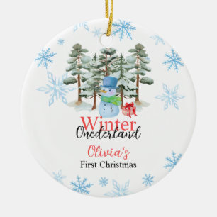 Winter Onederland First Christmas Cute snowman Ceramic Ornament