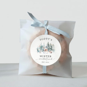 Winter ONEderland Forest Animals 1st Birthday Classic Round Sticker