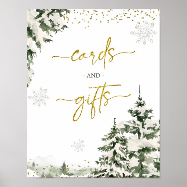 Winter Onederland Forest Birthday Cards and Gifts Poster (Front)