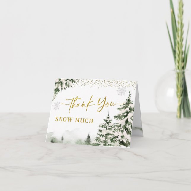 Winter Onederland Forest First Birthday Folded Thank You Card (Front)