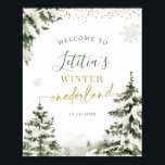 Winter Onederland Forest First Birthday Welcome Poster<br><div class="desc">Winter Onederland Forest First Birthday Welcome Sign</div>