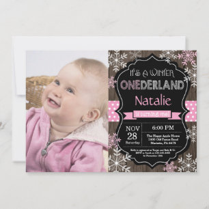 Winter Onederland Girl 1er Anniversaire Invitation