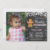 Winter Onederland Girl 1er Anniversaire Invitation