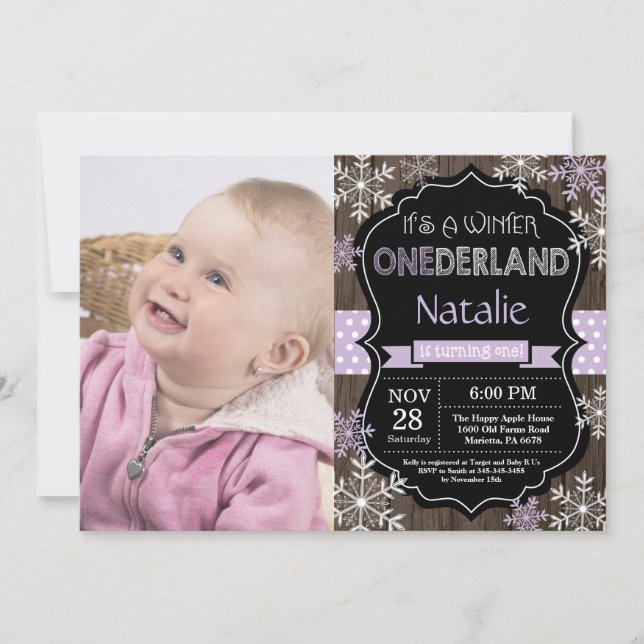 Winter Onederland Girl 1er Anniversaire Invitation (Devant)