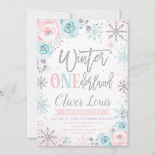 Winter ONEderland Girl 1st Birthday Invitation