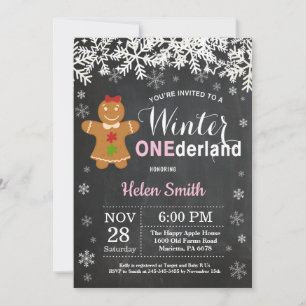 Winter Onederland Girl 1st Birthday Invitation