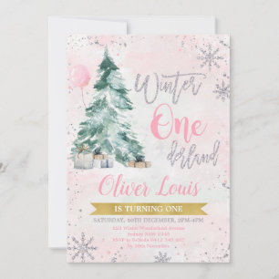 Winter ONEderland Girl 1st Birthday Invitation