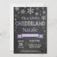 Winter Onederland Girl 1st Birthday Invitation