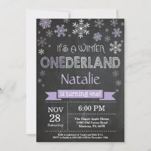Winter Onederland Girl 1st Birthday Invitation