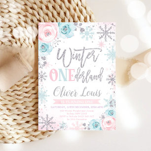 Winter ONEderland Girl 1st Birthday Invitation