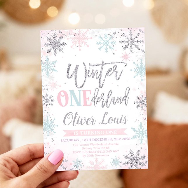 Winter ONEderland Girl 1st Birthday Invitation (Créateur téléchargé)