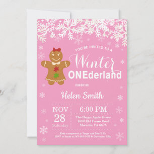 Winter Onederland Girl 1st Birthday Invitation