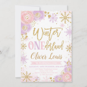 Winter ONEderland Girl 1st Birthday Invitation