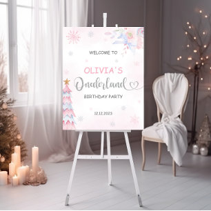 Winter Onederland Girl Anniversaire Affiche de bie