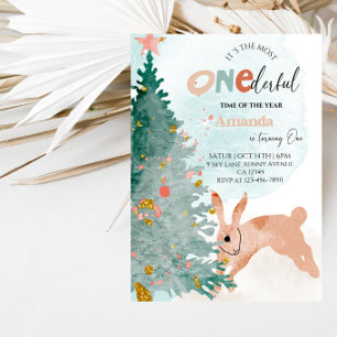 Winter Onederland Girl First Birthday Party Invitation