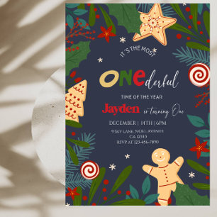 Winter Onederland Girl First Birthday Party Invitation