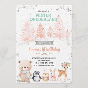 Winter Onederland girl invitation