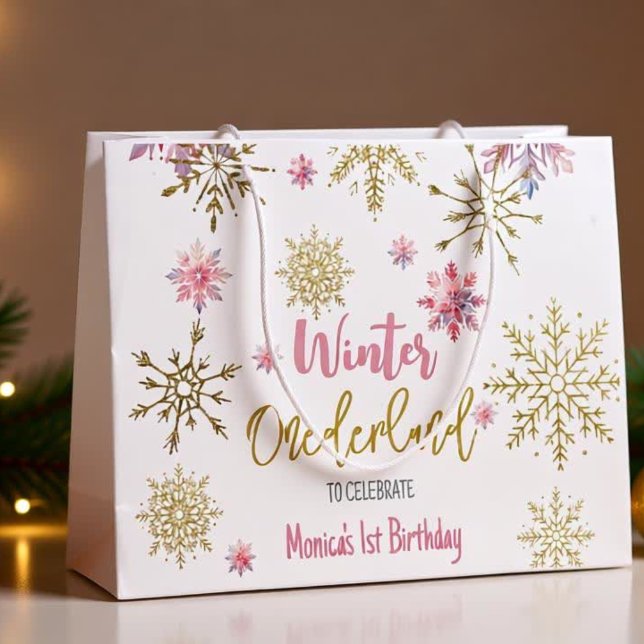 Winter onederland glitter christmas birthday large gift bag (Creator Uploaded)