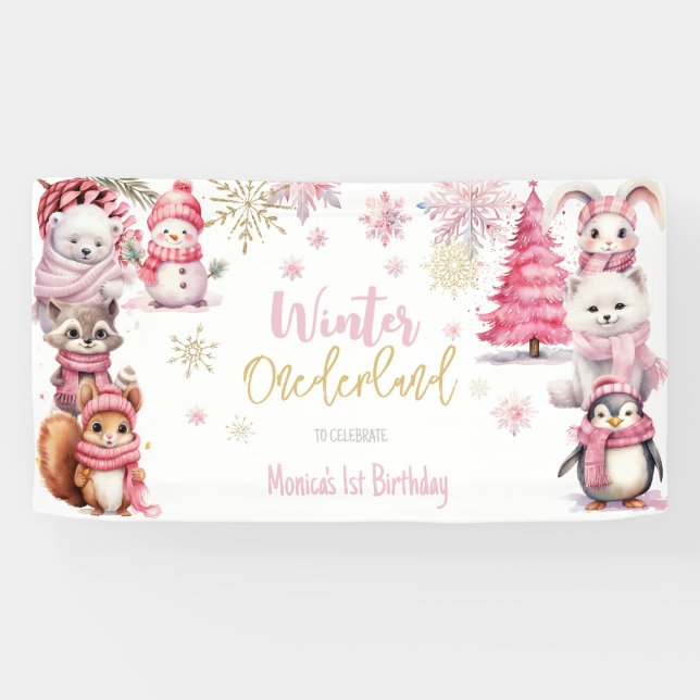 Winter onederland glitter snowflakes birthday banner (Horizontal)