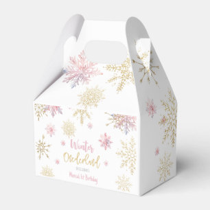 Winter onederland glitter snowflakes birthday favor box