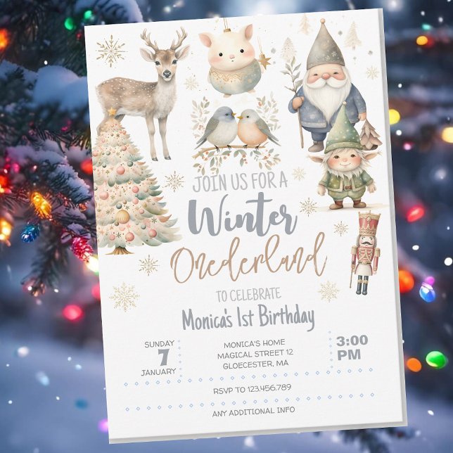 Winter onederland glitter wonderful birthday invitation (Creator Uploaded)