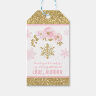 Winter ONEderland Gold Party Favour Thank You Tag