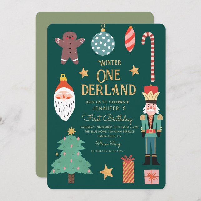 Winter Onederland Holiday First Birthday  Invitation (Creator Uploaded)