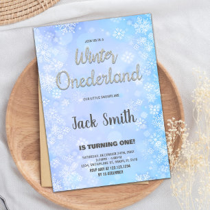 Winter ONEderland Invitations Silver Glitter