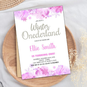 Winter ONEderland  Invitations Snow Silver Glitter