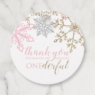 Winter ONEderland Merci étiquette de faveur