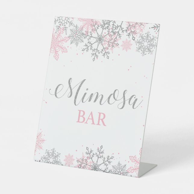 Winter Onederland Mimosa Bar Pedestal Sign (Front)